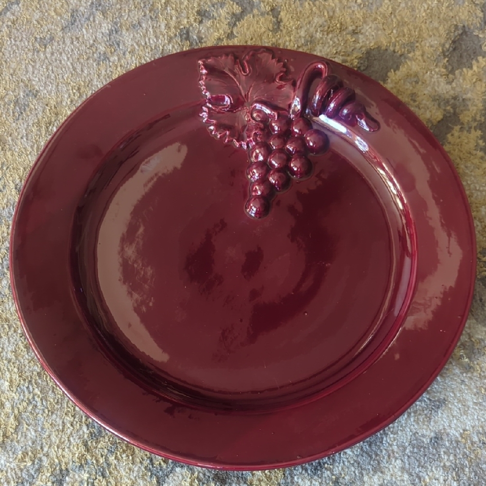 Arte Italica Sole Burgundy Large Round Platter Burgundy *New* Made In Italy